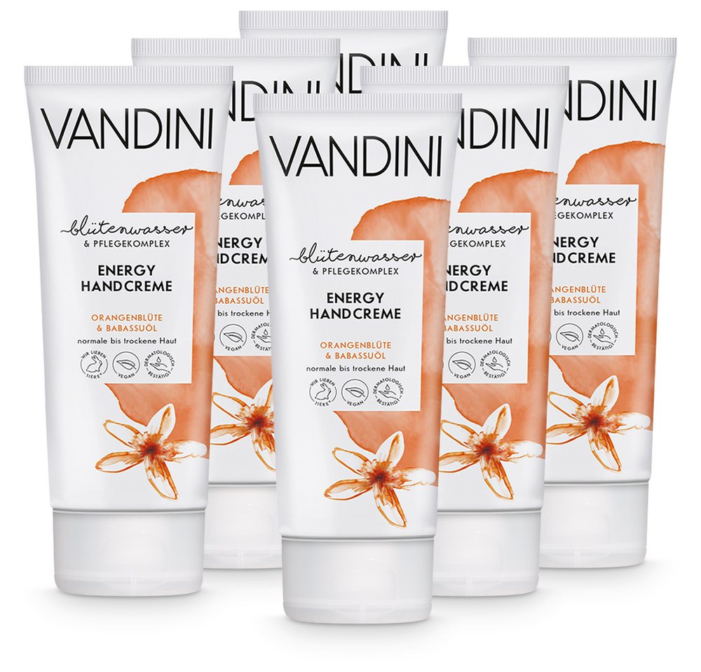 VANDINI Handcreme ENERGY Handcreme Orangenblüte & Babassuöl 6er Pack, 6-tlg. von VANDINI