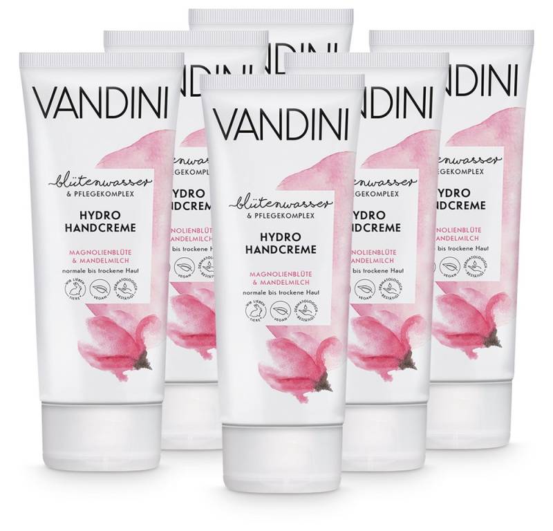 VANDINI Handcreme HDYRO Handcreme Magnolienblüte & Mandelmilch 6er Pack, 6-tlg. von VANDINI