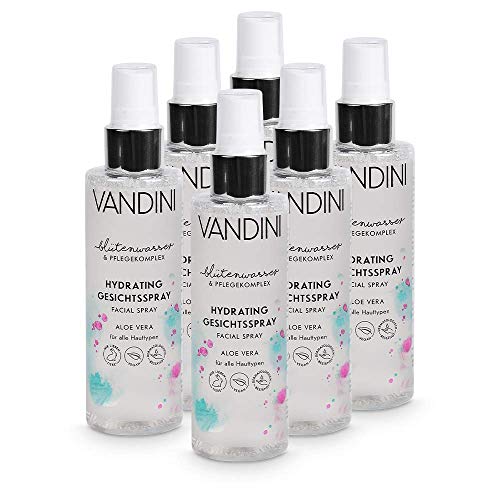 VANDINI Hydrating Gesichtsspray mit Aloe Vera - Erfrischungsspray für Gesicht & Hals für alle Hauttypen - veganes Gesichtsspray für Frauen ohne Silikone, Parabene & Mineralöl (6x 100 ml) von VANDINI