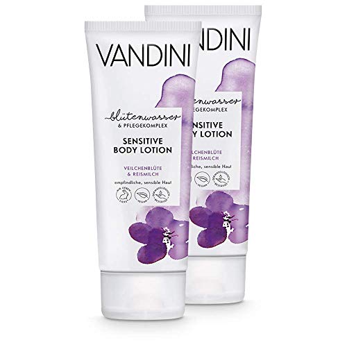 VANDINI Senstitive Body Lotion Damen mit Veilchenblüte & Reismilch - Body Lotion für empfindliche & sensible Haut - vegane Body Lotion für Frauen ohne Silikone, Parabene & Mineralöl (2x 200 ml) von VANDINI