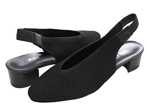 VANELi Abira Damen-Pumps mit mandelfarbenem Zehenbereich, Schwarz, Schwarzer Stretch-Strick., 39.5 EU von VANELi