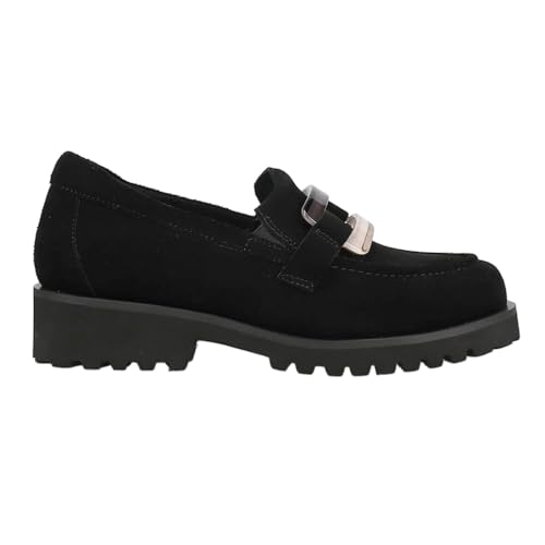 VANELi Damen Zinta Loafer, Schwarzes wasserdichtes Wildleder, 7 Narrow von VANELi