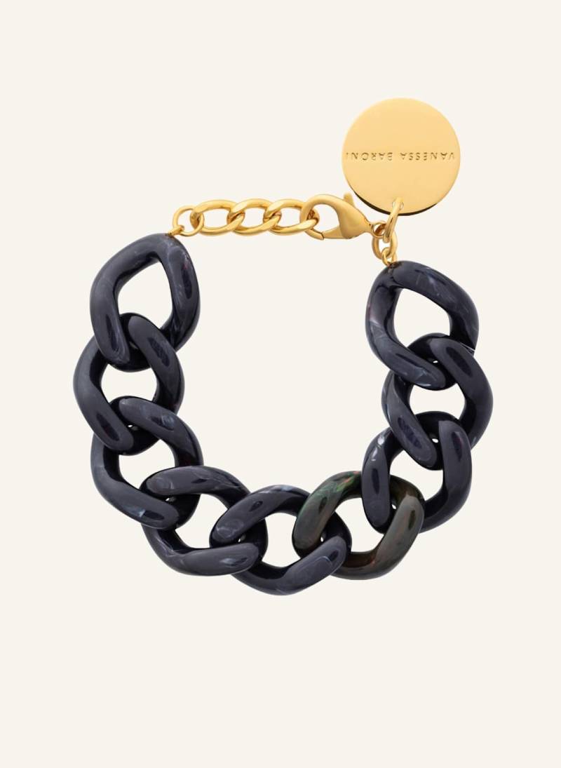 Vanessa Baroni Armbänder Flat Chain Bracelet Black Universe Marble By Glambou gold von VANESSA BARONI