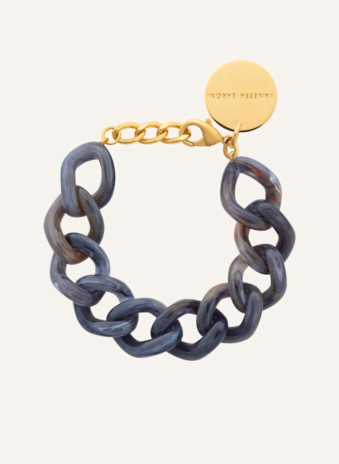 Vanessa Baroni Armbänder Mini Flat Chain Bracelet Blue Jeans Marble By Glambou gold von VANESSA BARONI
