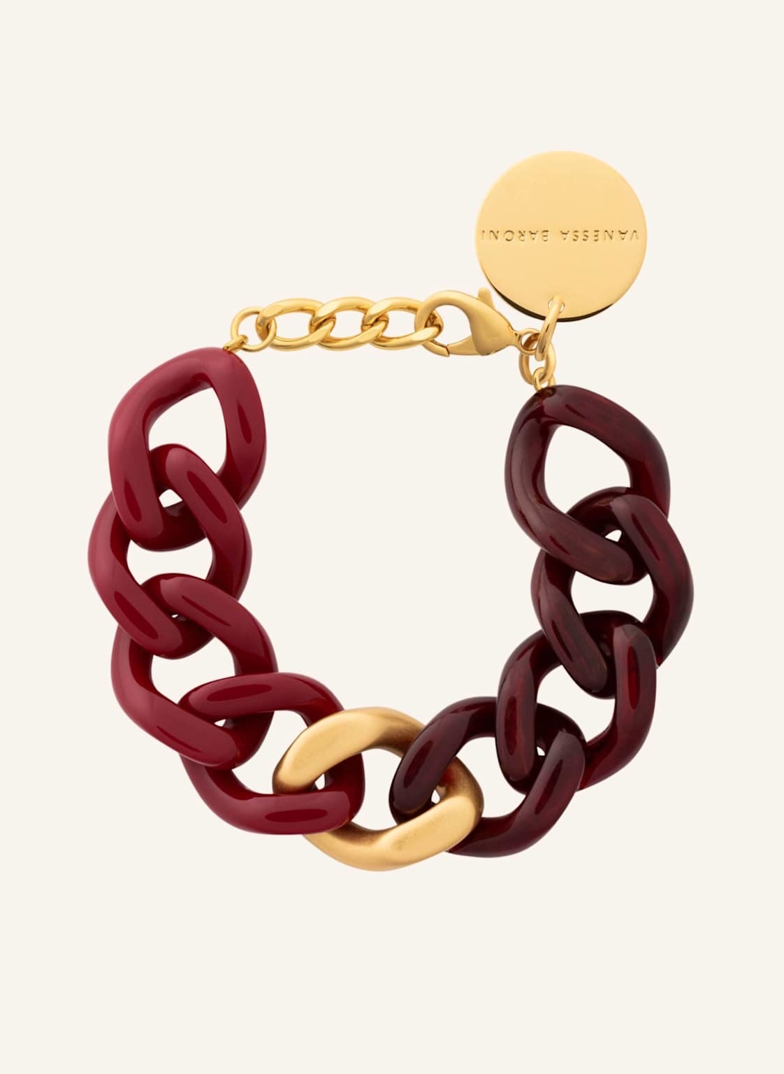 Vanessa Baroni Armband Flat Chain Bracelet Gold Bordeaux-Bordeaux Marble By Glambou gold von VANESSA BARONI