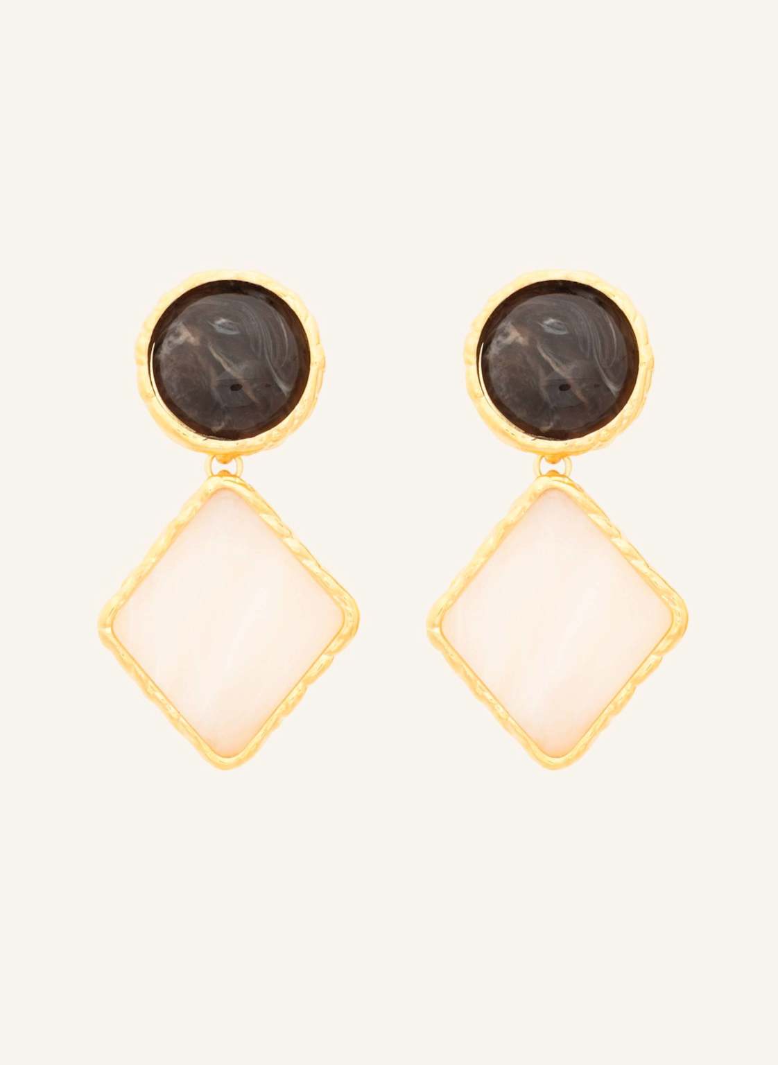 Vanessa Baroni Ohrhänger Vintage Geometric Earring Dark Brown Pearl Marble By Glambou gold von VANESSA BARONI