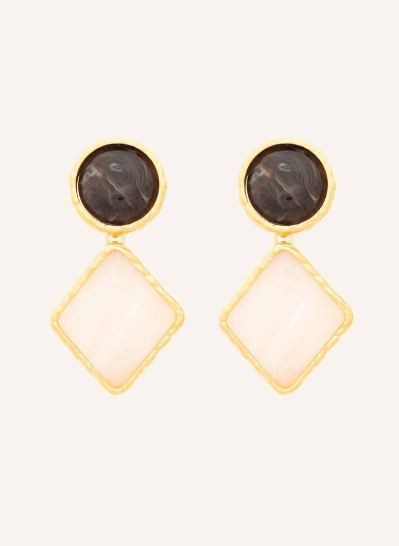 Vanessa Baroni Ohrhänger Vintage Geometric Earring Dark Brown Pearl Marble By Glambou gold von VANESSA BARONI