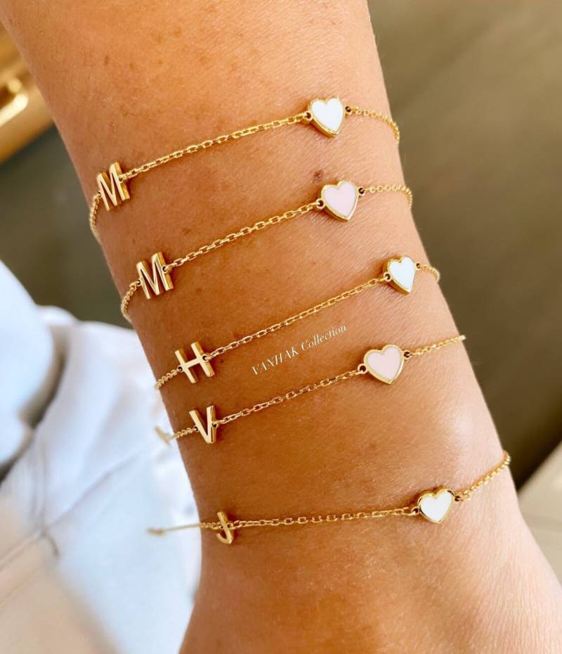 Initial Herz Armband. Plus Emaille Personalisiertes Personalisierte Armbänder von VANHAKCollection