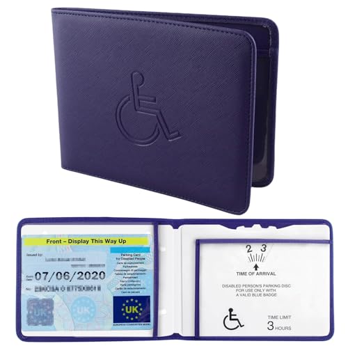 VANHVIS Ausweis- und Timer-Halter für Behinderte, PU-Leder, blau, Ausweishalter, Schutz für Behindertenparkausweis, dunkelblau von VANHVIS