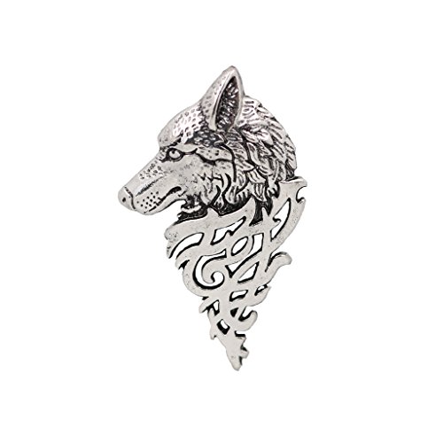 VANKOA Herren Brosche Wolf Anstecker Schmucknadel Keltisch Anstecknadel Abzeichen Pins aus Metall - Antikes Silber von VANKOA