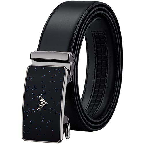 VANNANBA Echtledergürtel für Herren, automatische Ratschengürtel, modische Designer-Gürtel, mit Geschenkbox, schwarz, 42/45" Taille von VANNANBA