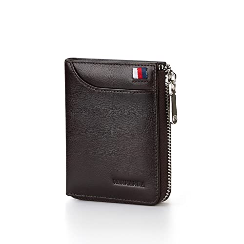 VANNANBA Portemonnaie Geldbörsen für Herren RFID-Geldbörse aus echtem Leder mit Vordertasche, grau, RFID-Brieftasche, Männer Geschenk von VANNANBA