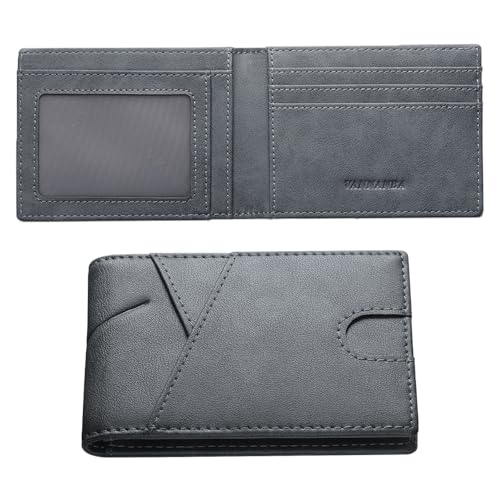 VANNANBA Schlanke, faltbare RFID-blockierende Vordertasche aus echtem Leder für Herren, GRAU VANNANBA Schlanke, faltbare RFID-blockierende Vordertasche aus echtem Leder für Herren, GRAU von VANNANBA