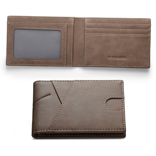 VANNANBA Schlanke, faltbare RFID-blockierende Vordertasche aus echtem Leder für Herren, Khaki VANNANBA Schlanke, faltbare RFID-blockierende Vordertasche aus echtem Leder für Herren, Khaki von VANNANBA