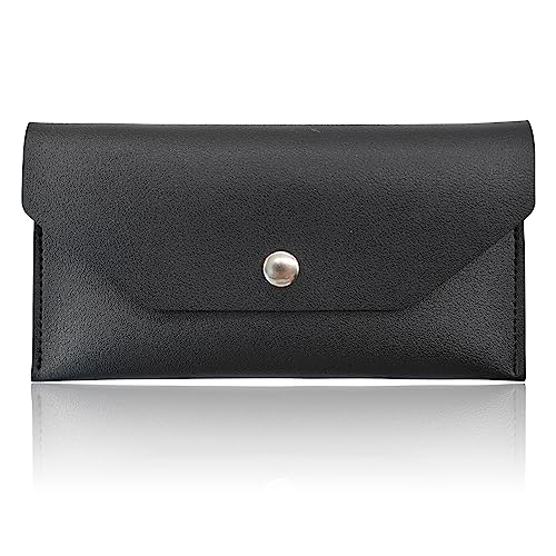 VANRA Geldumschlag aus PU-Leder, Geldumschläge für Bargeld, wiederverwendbar, Budget-Umschlag, Geldbörse für Damen und Herren, 17,5 x 9,4 cm, Schwarz, 6.9 x 3.5 in, 1 Stück von VANRA