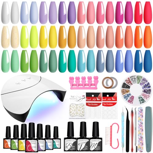 VANREESA U V Gel Nagellack Set, U V Nagellack Set mit U V Lampe 42 Stück 24 Farben Schellack Set Gelnagellack Set mit Unterlack und Überlack Gelnägel Starterset Geschenke für Frauen von VANREESA