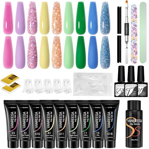 VANREESA Poly Nagelgel Set, 9 Farben 15ML Poly Nail Gel Set Rosa Gelb Grün Blau Glitzer Poly Nägel Gel Set Poly Nagelverlängerung Gel Set Nägel Selber Machen Geschenk für Frauen VANREESA Poly Nagelgel Set, 9 Farben 15ML Poly Nail Gel Set Rosa Gelb Grün Blau Glitzer Poly Nägel Gel Set Poly Nagelverlängerung Gel Set Nägel Selber Machen Geschenk für Frauen von VANREESA