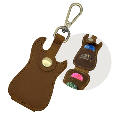 VANSUN Handgefertigter Gitarrenplektrum-Halter aus Gunue-Leder, Plektrum-Organizer-Tasche für Musiker und Gitarristen von VANSUN