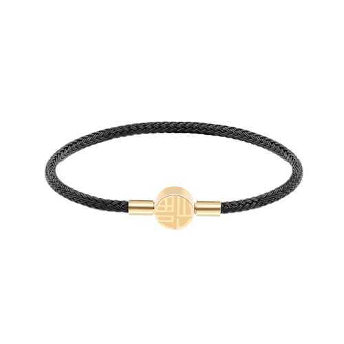 VANSZA Damen Glücksarmband Titan Stahldraht Geflochten Armbänder Mode Design Geflochtene Freundschaftsarmbänder 19cm Handgelenk Armband Für Teen Damen Mädchen (Schwarz) von VANSZA