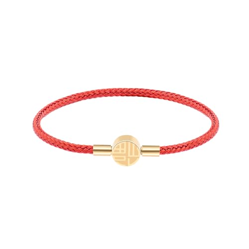 VANSZA Damen Glücksarmband Titan Stahldraht Geflochten Armbänder Mode Design Geflochtene Freundschaftsarmbänder 19cm Handgelenk Armband Für Teen Damen Mädchen (rot) von VANSZA