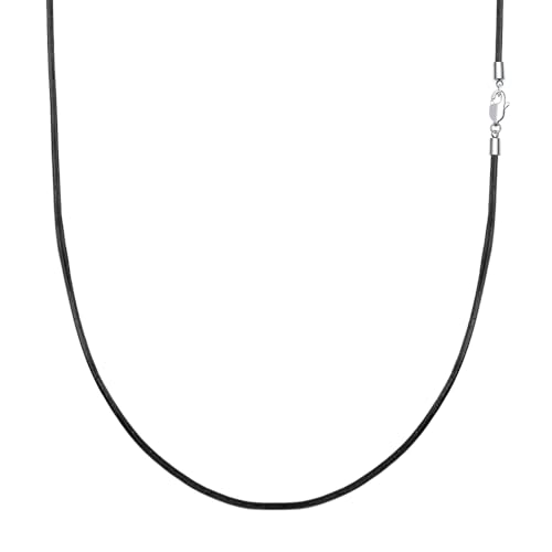 VANSZA Lederkette Echtes Leder Halskette Edelstahl Verschluss 1.5/2/3mm breit Damen Herren Kette für Anhänger charm 45-55cm wählbar DIY Lederschnur (55cm, Schwarz-1.5mm) von VANSZA