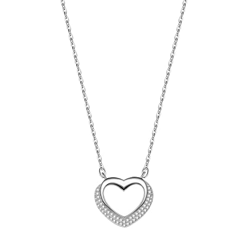 VANSZA Liebe Herz Halskette Damen 925 Sterling Silber Ketten mit Zirkonia Verstellbare Halsketten Geburtstag Muttertag von VANSZA