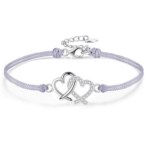 VANSZA Lucky Cord Bracelet for Women 925 Silber Unendlichkeit und Lieber Armbänder für DamenBracelet Adjustable Cord Chain Freundschaftsbänder Mit Geschenkbox (Doppelte Liebe) von VANSZA