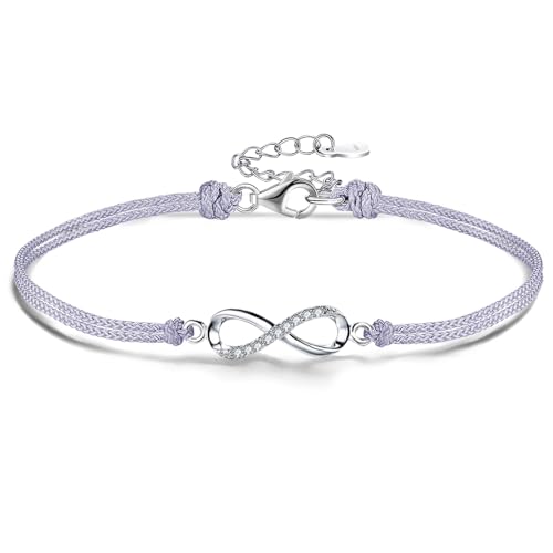 VANSZA Lucky Cord Bracelet for Women 925 Silber Unendlichkeit und Lieber Armbänder für DamenBracelet Adjustable Cord Chain Freundschaftsbänder Mit Geschenkbox (Unendlich) von VANSZA