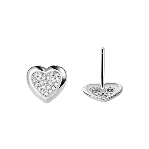 VANSZA Mode Damen Liebe Herz Ohrstecker 925 Sterling Silber mit Zirkonia Ohrstecker Silberschmuck zum Geburtstag/Weihnachten/Jubiläum/Valentinstag(silber) von VANSZA