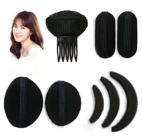 8 Stück/Set Schwamm Volumen Bump Inserts Haarbasis Haarstyling Werkzeug Bump It Up Falsche Haar Pads Kämme Clips Extensions Dutt Haar Pad Schwamm Haarschmuck für Frauen Erhöhung Frisur (Schwarz) von VANTOBEST