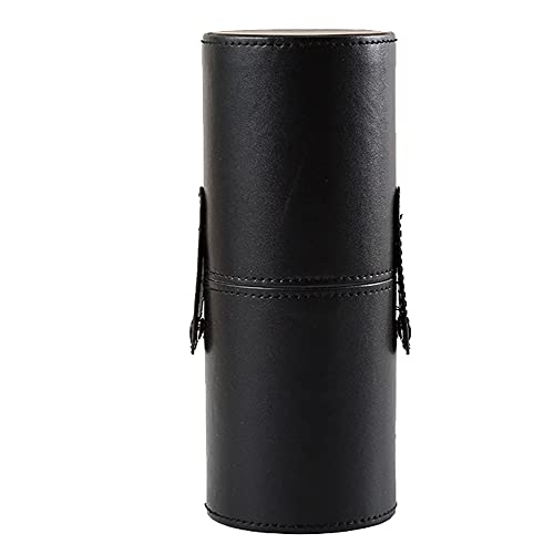 Make-up-Pinselhalter aus PU-Leder, Reise-Make-up-Pinsel-Etui, Organizer, Kosmetikbecher, Zylinder, Make-up-Pinsel-Aufbewahrungsbox mit Knopf für Damen, Schwarz, Schwarz , 9 x 3.1 x 3.1Inch, modisch von VANTOBEST