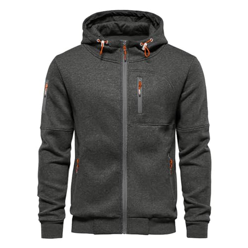 VANVENE VANVENE Herren-Sweatshirt mit Kapuze, leicht, langärmlig, mit Reißverschluss, Hoodie, Pullover, Top, Pullover, Neu-Grau M von VANVENE