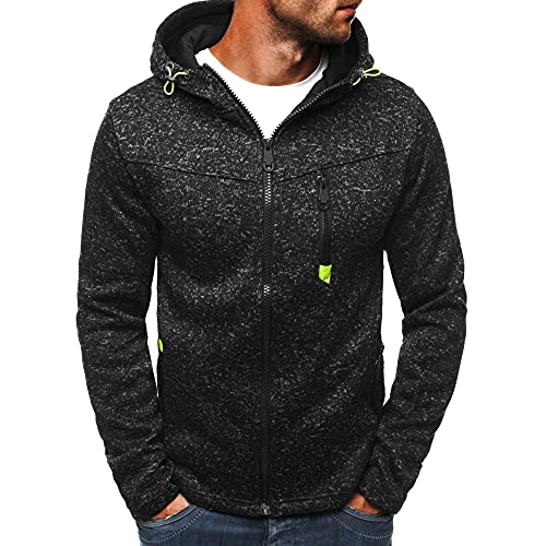 VANVENE VANVENE Herren Kapuzen-Sweatshirt mit durchgehendem Reißverschluss MODUS Leicht Langarm Hoodies Jacken Schwarz L von VANVENE