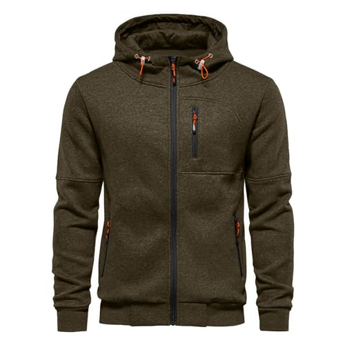 VANVENE VANVENE Herren Hoodie Sweatshirt Jacken Leichter Langarm Reißverschluss Hoodie Pullover Oberteile Pullover Grün M von VANVENE