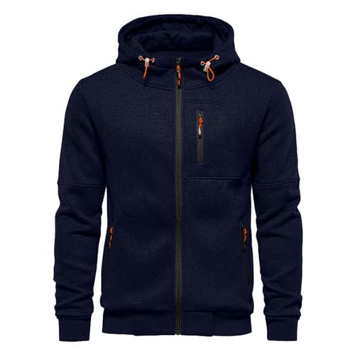 VANVENE Herren Hoodies Sweatshirt Zip Up Leichte Jacken Pullover Sweater, navy, L von VANVENE