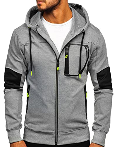 VANVENE VANVENE Herren Full Zip Work Hoodies Lässige Sweatshirts Fleece Winterjacke Hoody Kapuzenoberteil Grau von VANVENE