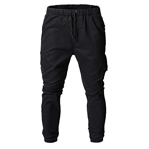 VANVENE Herren Cargo Jogger Hose Trainingshose Casual Slim Fit Arbeit Trainingsanzug Jogginghose Gr. 31-35, Schwarz-4 von VANVENE