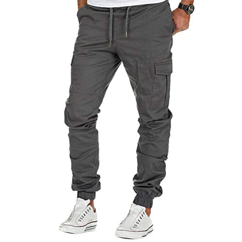 VANVENE Herren Cargo Jogger Hose Trainingshose Casual Slim Fit Arbeit Trainingsanzug Jogginghose Gr. 31-35, grau von VANVENE