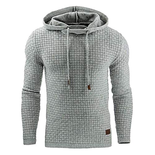 VANVENE Herren Casual Pullover Hoodies Langarm Kapuzenpullover Sweatshirts M-5XL, hellgrau, XL von VANVENE