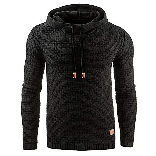 VANVENE Herren Casual Pullover Hoodies Langarm Kapuzenpullover Sweatshirts M-5XL, Schwarz , XXXXL von VANVENE