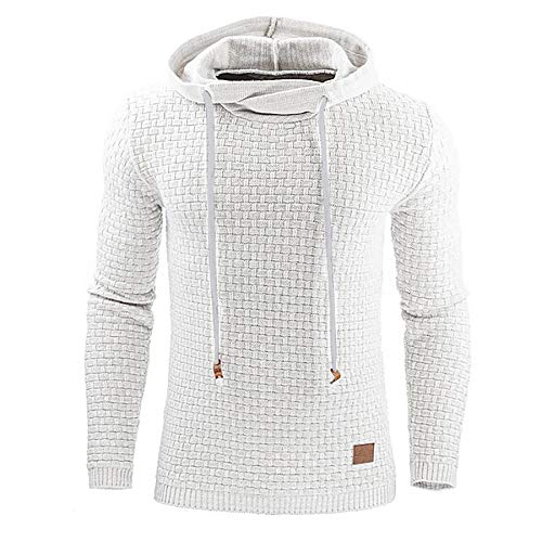 VANVENE Herren Casual Pullover Hoodies Langarm Kapuzen-Sweatshirts Weiß L, weiß, L von VANVENE