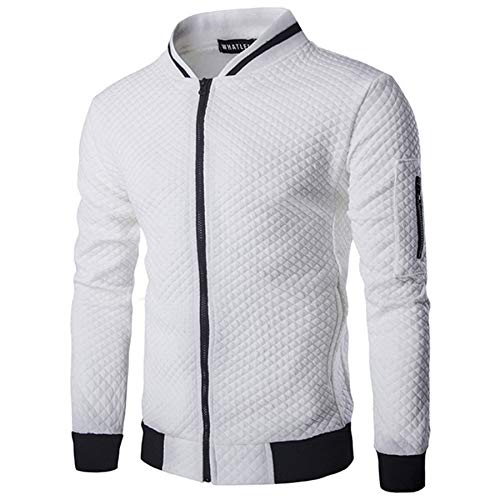 VANVENE Herren Fleece-Sweatshirt mit durchgehendem Reißverschluss, lässig, langärmelig, leicht, Größe S-3XL, weiß, XXXL von VANVENE