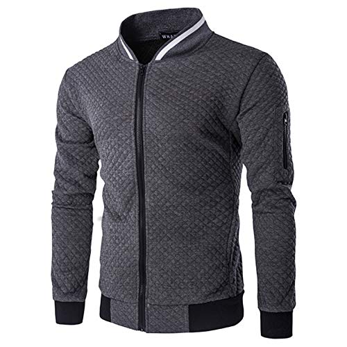 VANVENE Herren-Kapuzen-Sweatshirt mit durchgehendem Reißverschluss, lässig, langärmelig, leicht, Aktivjacke, Größe S-3XL, dunkelgrau, X-Large von VANVENE