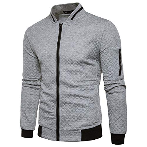 VANVENE Herren Fleece-Sweatshirt mit durchgehendem Reißverschluss, lässig, langärmelig, leicht, Größe S-3XL, hellgrau, S von VANVENE