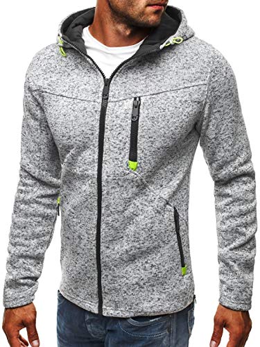 VANVENE Herren-Kapuzenpullover mit Reißverschluss, Fleece, Kapuze, Sweatshirt, Jacken (16 Farben), 3 grau, M von VANVENE