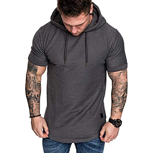 VANVENE Herren-Pullover, Hoodie-Sweatshirt, klassisch, einfarbig, mit Kapuze, grau, L von VANVENE