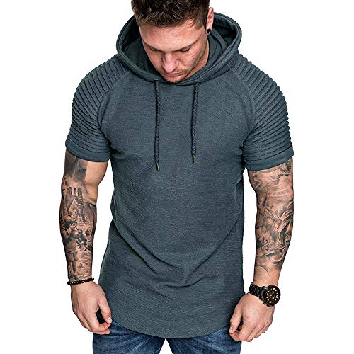 VANVENE Herren-Pullover, Hoodie-Sweatshirt, klassisch, einfarbig, mit Kapuze, grau, L von VANVENE