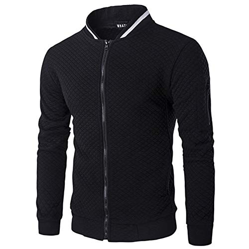 VANVENE Herren-Sweatshirt mit durchgehendem Reißverschluss, lässig, lange Ärmel, leicht, Active Jacke, S-3XL, Schwarz , M von VANVENE