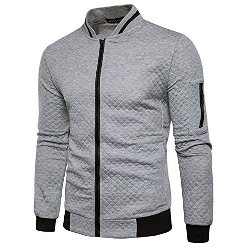 VANVENE Herren-Fleece-Sweatshirt mit durchgehendem Reißverschluss, lässig, langärmelig, leicht, Größe S-3XL, hellgrau, XL von VANVENE