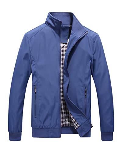 VANVENE VANVENE Herren Sommer Casual Reißverschlussjacken Dünner Mantel Windjacke Wasserabweisend Leichte Outdoorjacke Top M-3XL Blau von VANVENE